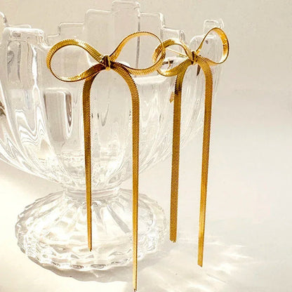 Stainless Steel Jewelry Wholesale Non-tarnish Herringbone Bow Earrings