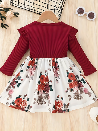 Girl's Lycra Floral Printed Frock Dress 2-3 years