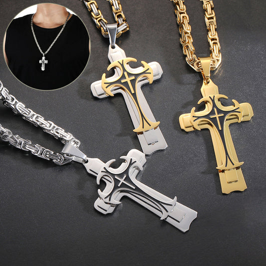 Fashion Jewelry Christian Trinity Latin Cross Necklace For Men