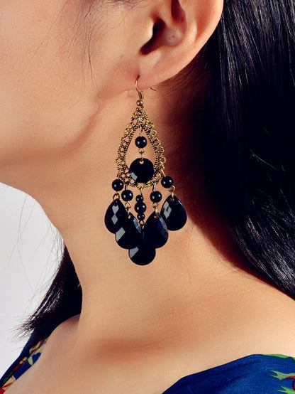 Bohemian Retro Jewellery Black Water Drop Beads Antique Gold