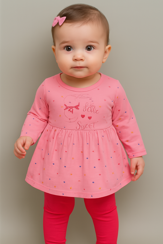 Knee-Length A-Line Dress for girls-Light Pink (Size-2-3 YEAR) | D141
