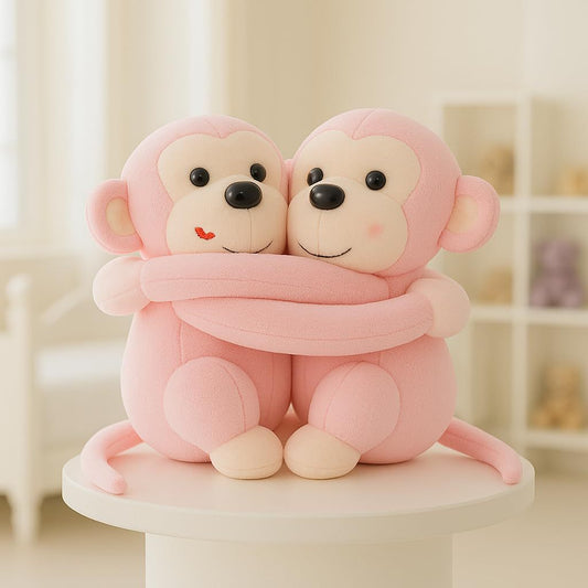 Monkey's Cuddly Couple Soft Toys (Pink)