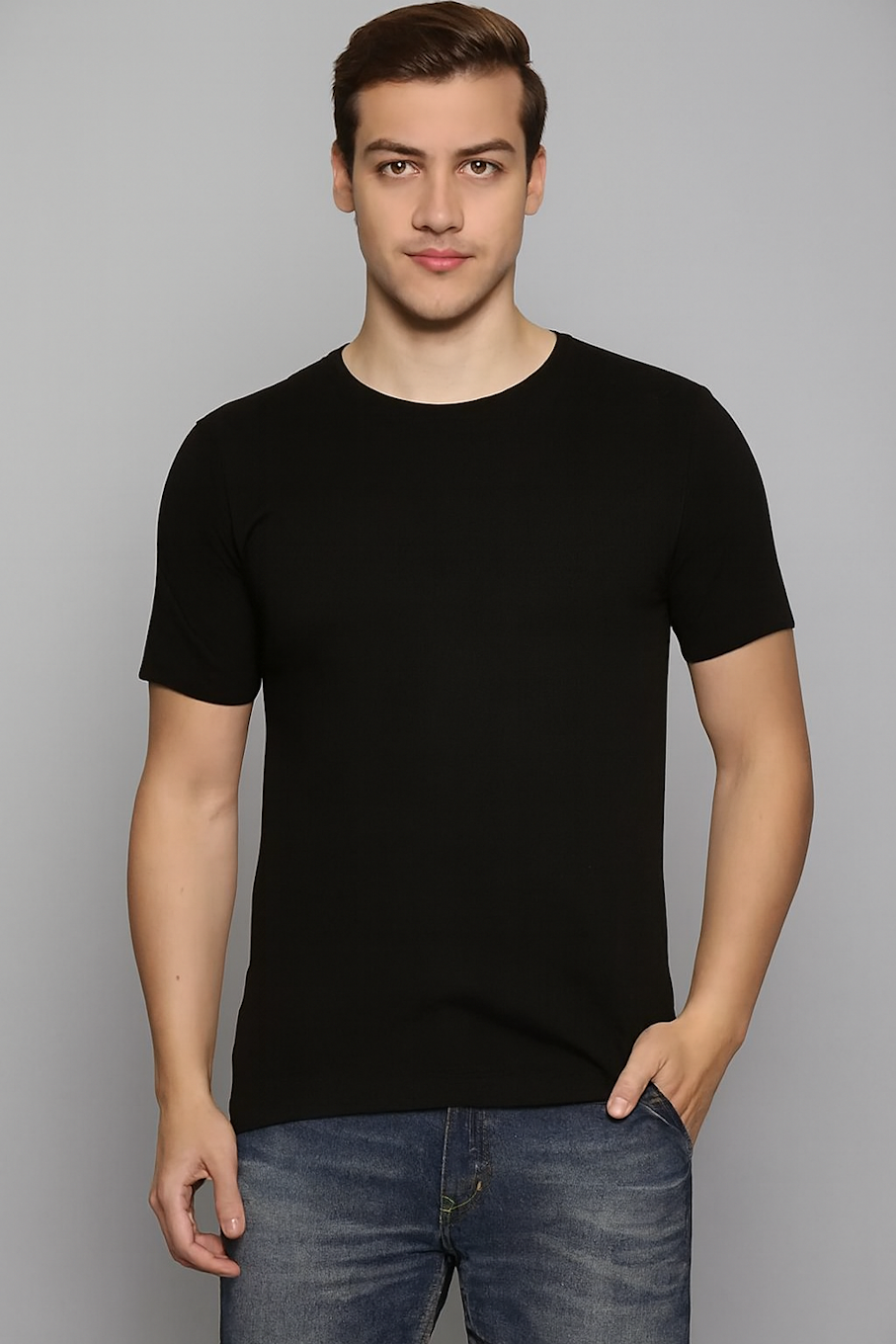 Men Graphic Print Round Neck Organic Cotton T-Shirt-Black M&B | D117