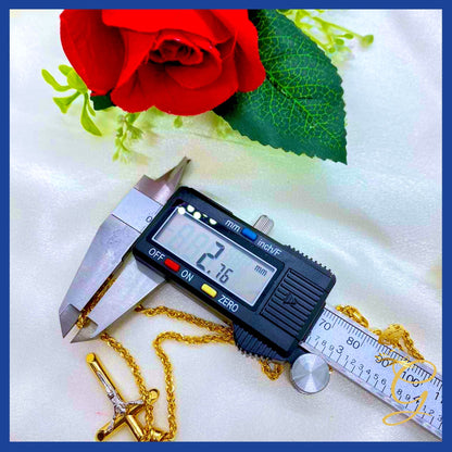 18K Real Gold Cross Necklace 20”