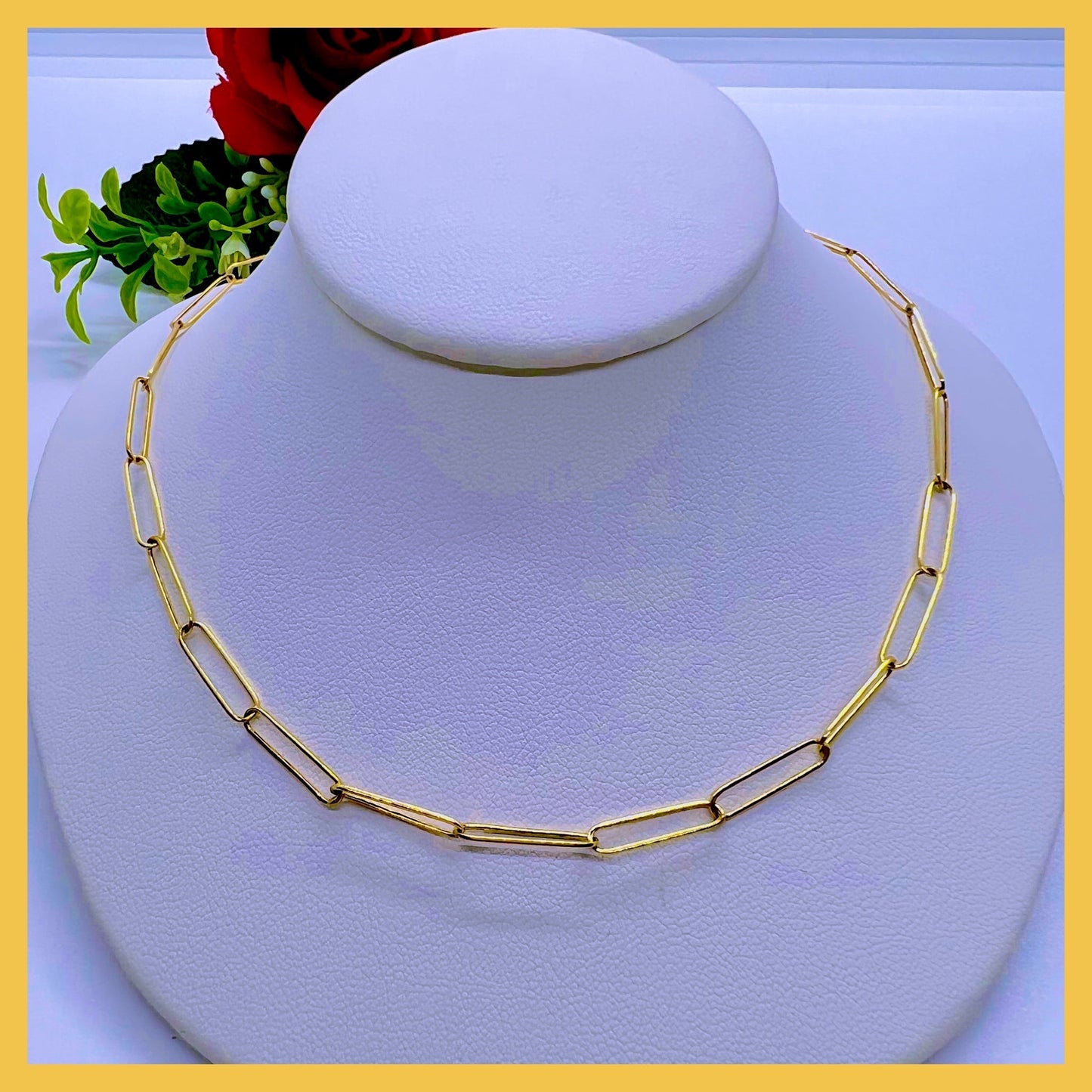 18K Real Gold Paper Clip Chain