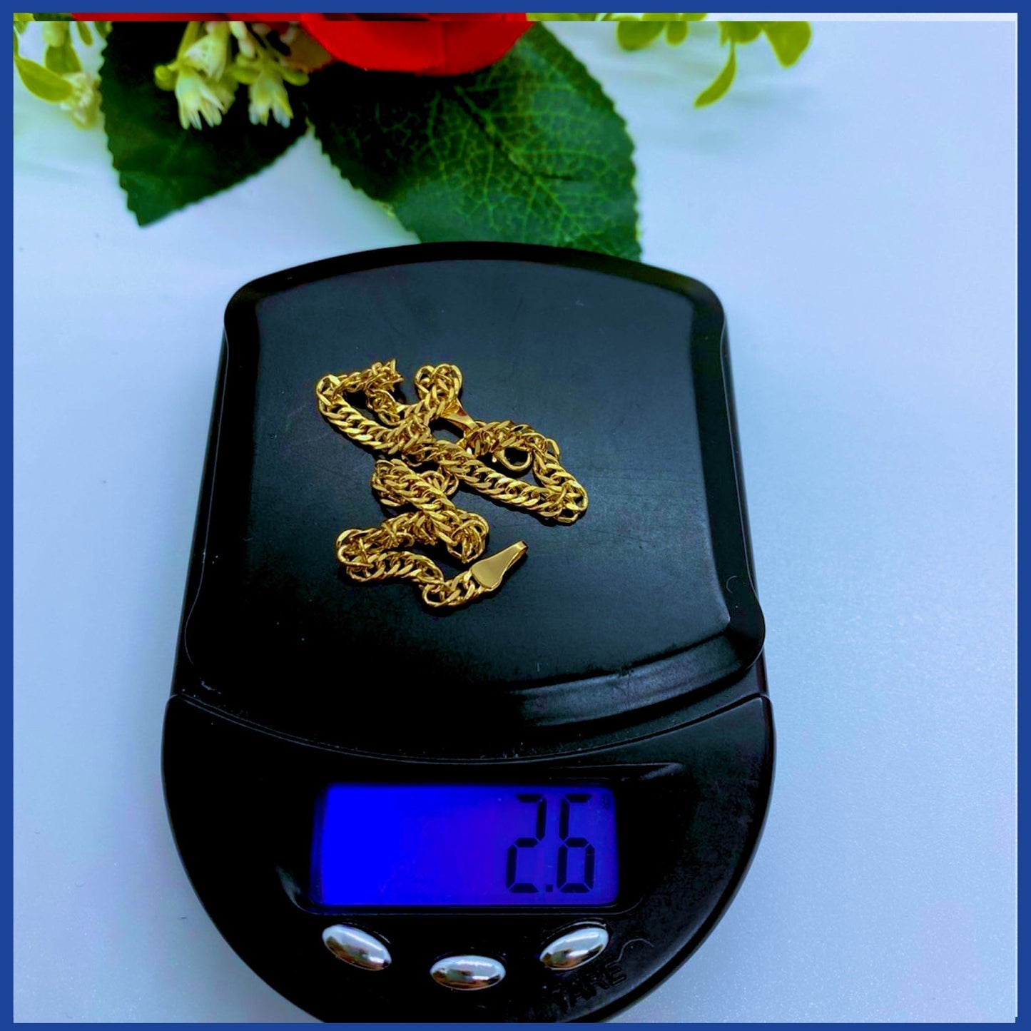 18K Real Gold Double Curb Bracelet 8”