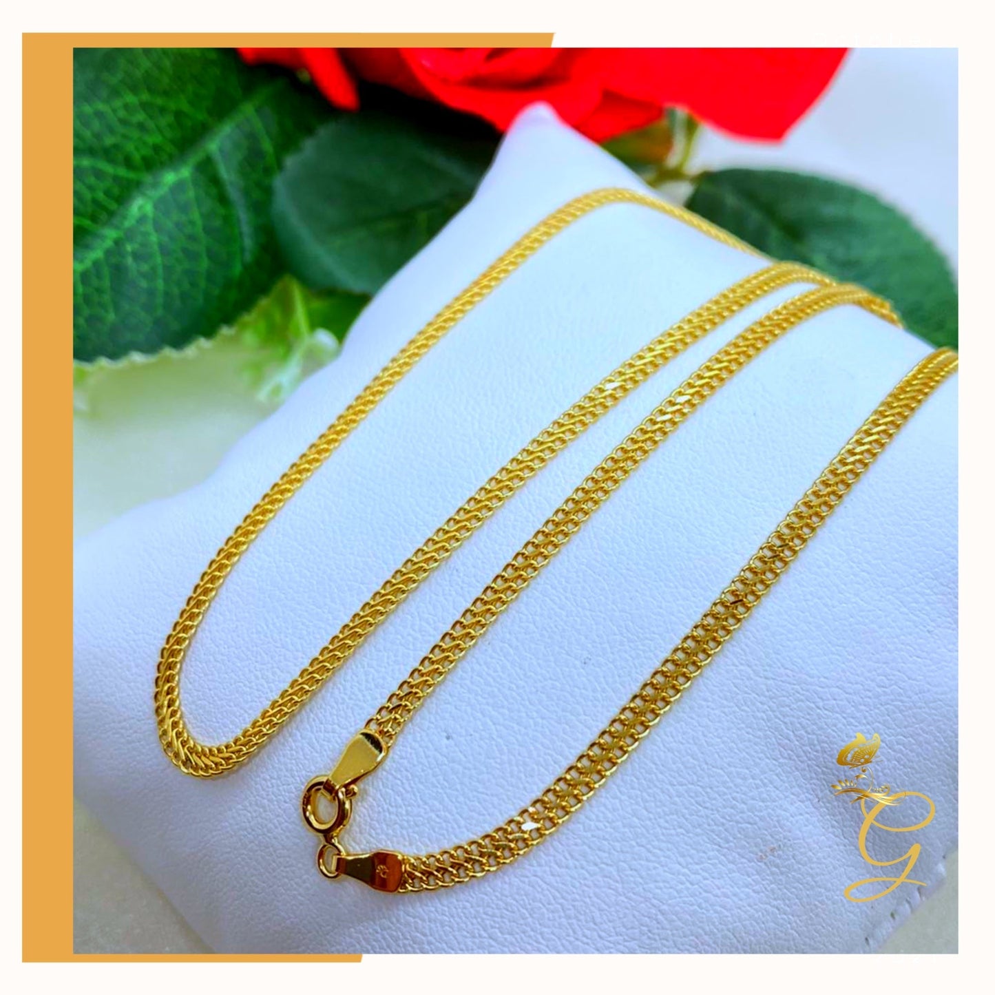 18K Real Gold Bismark Chain 16”