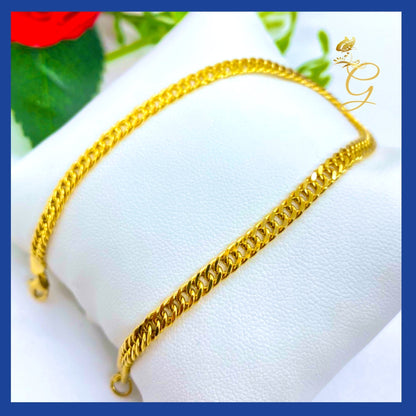 18K Real Gold Curb Link Bracelet 8.5”
