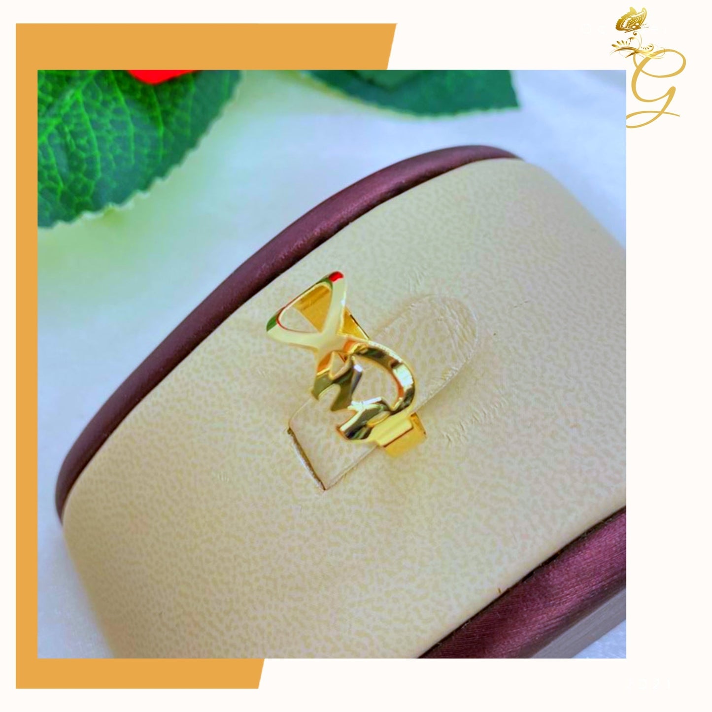 18K Real Solid Gold Personalized Infinity Intial Ring