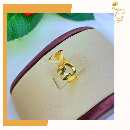 18K Real Solid Gold Personalized Infinity Intial Ring