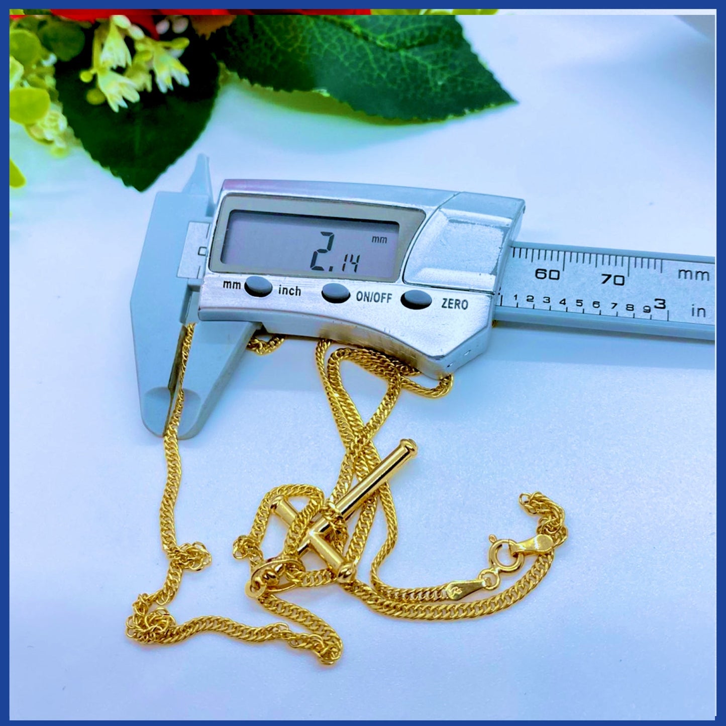 18K Real Gold Cross Necklace 24”