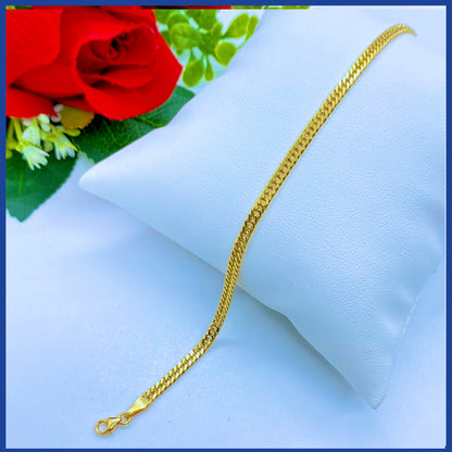 18K Real Gold Double Curb Bracelet 8”