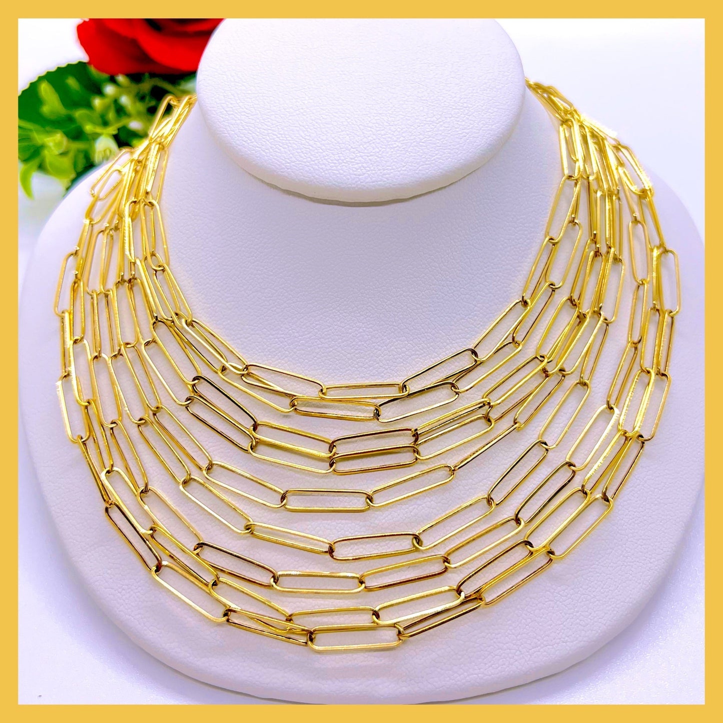 18K Real Gold Paper Clip Chain