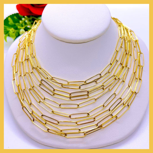 18K Real Gold Paper Clip Chain