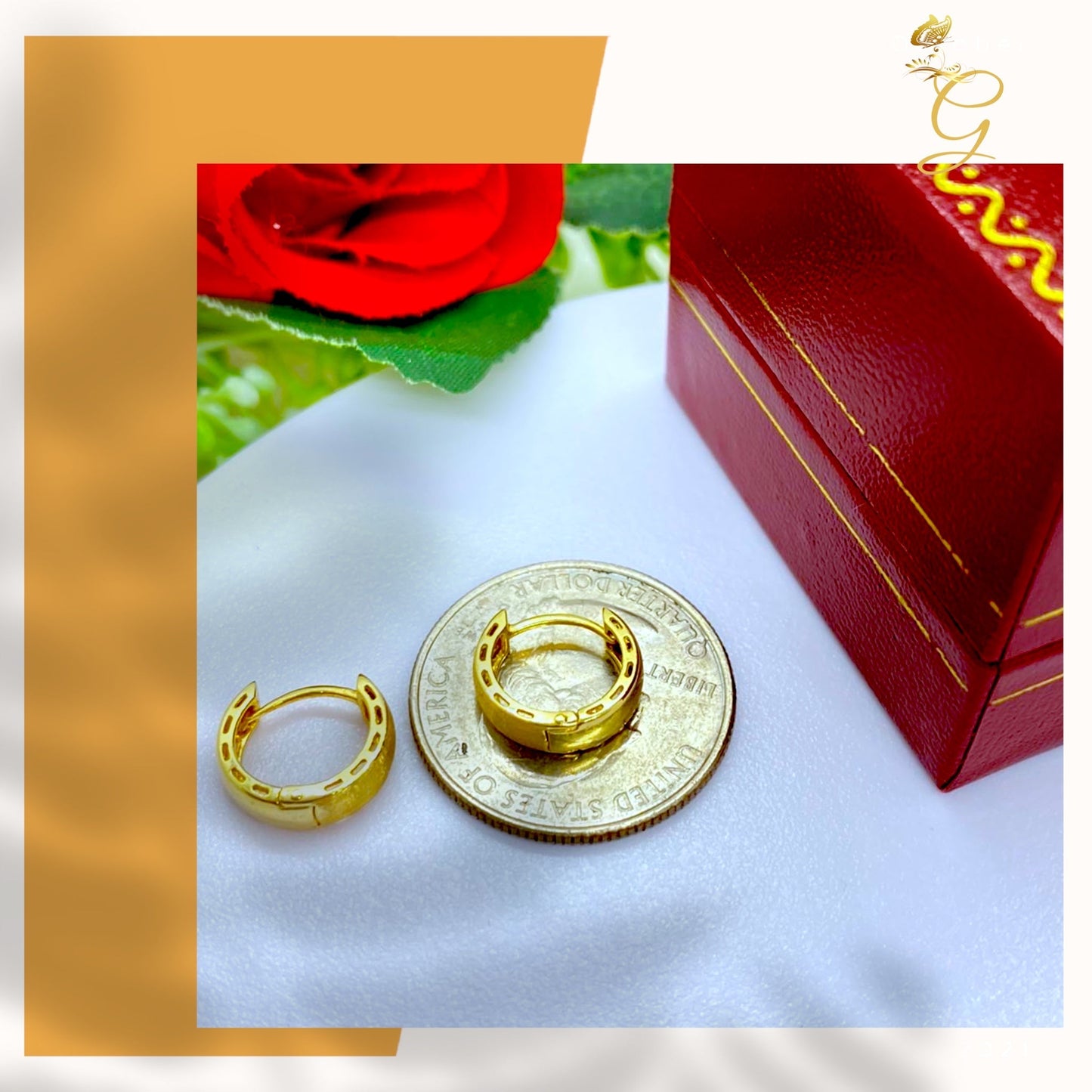 18K Real Gold Huggie  Earrings