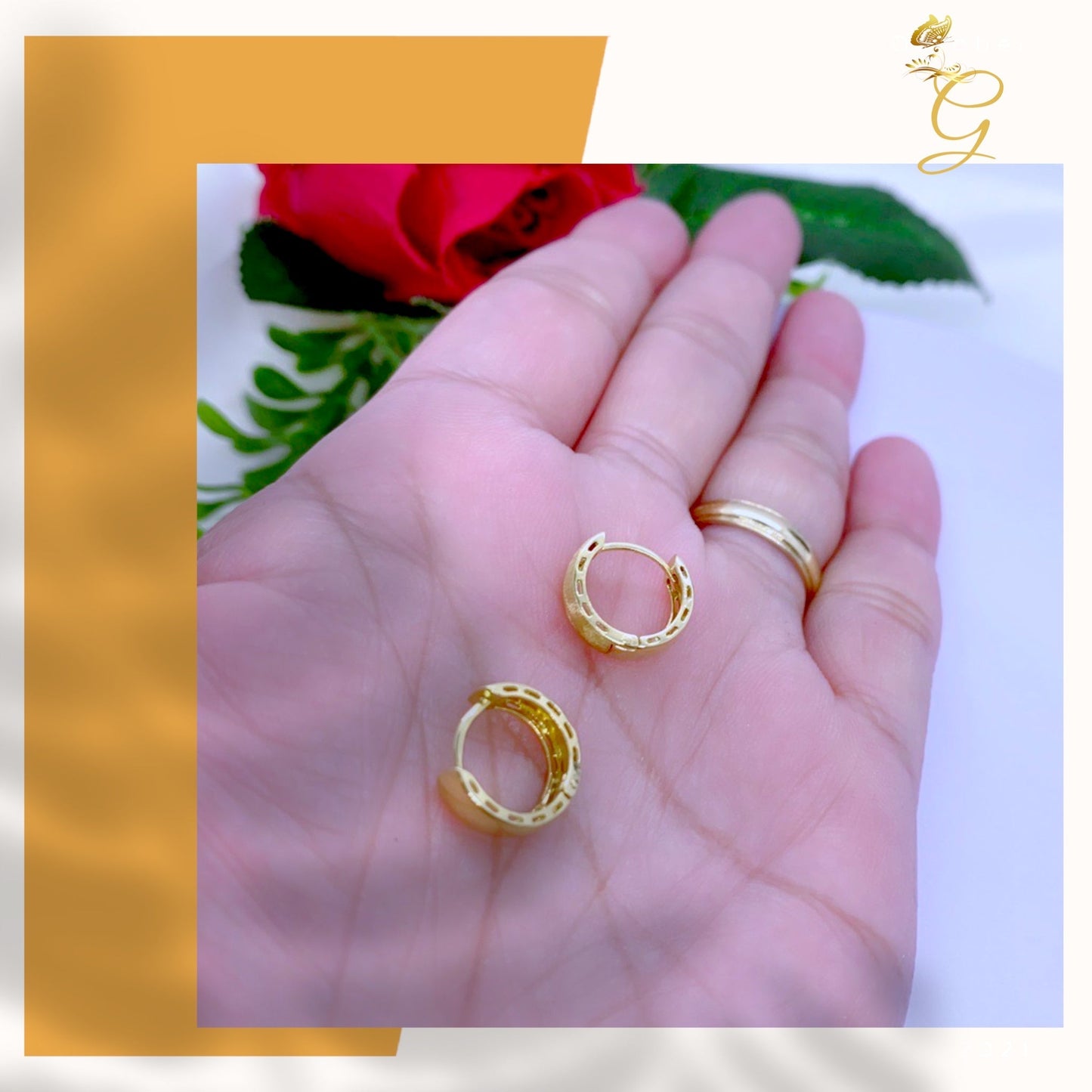 18K Real Gold Huggie  Earrings