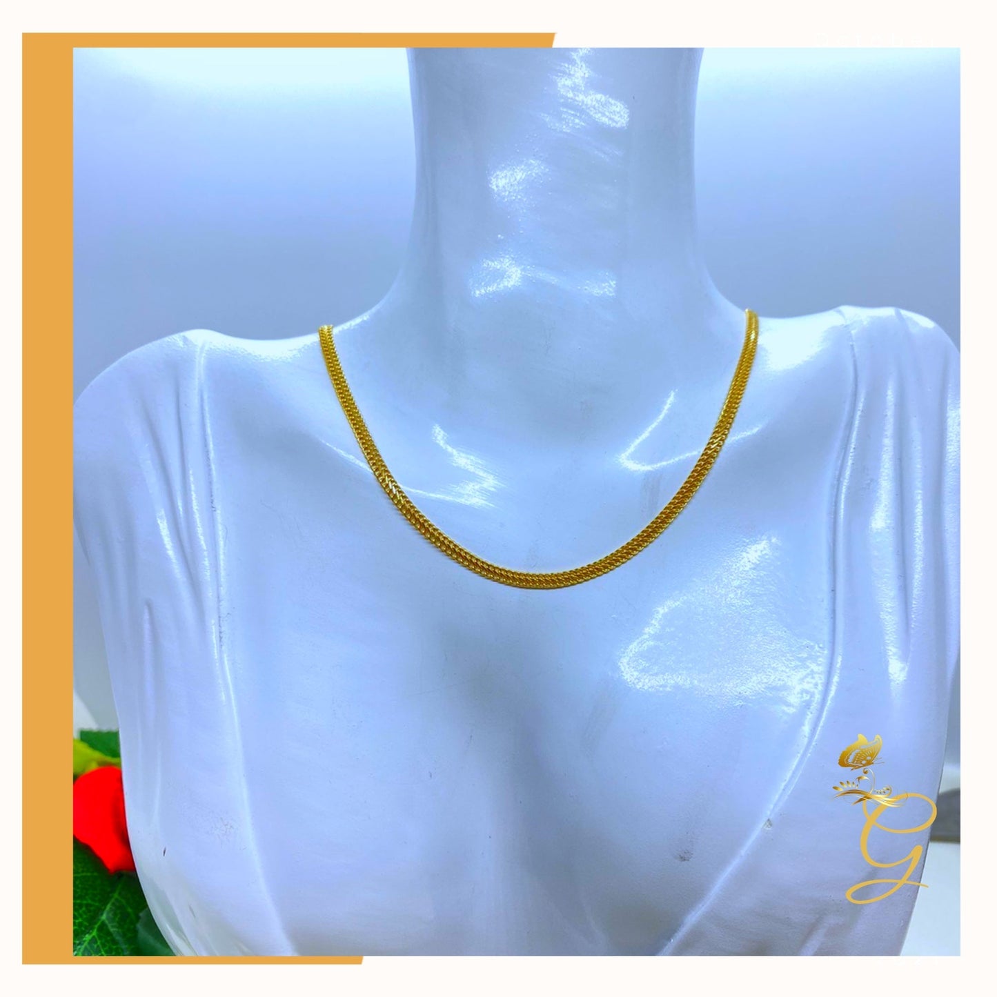 18K Real Gold Bismark Chain 16”