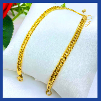 18K Real Gold Curb Link Bracelet 8.5”