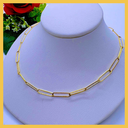 18K Real Gold Paper Clip Chain
