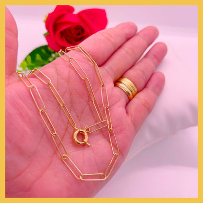 18K Real Gold Paper Clip Chain