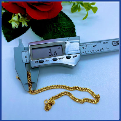 18K Real Gold Double Curb Bracelet 8”