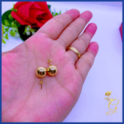 18K Real Gold Ball stud  Earrings