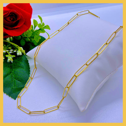 18K Real Gold Paper Clip Chain