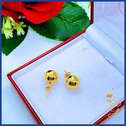 18K Real Gold Ball stud  Earrings