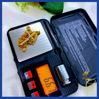 18K Real Gold Cross Necklace 20”