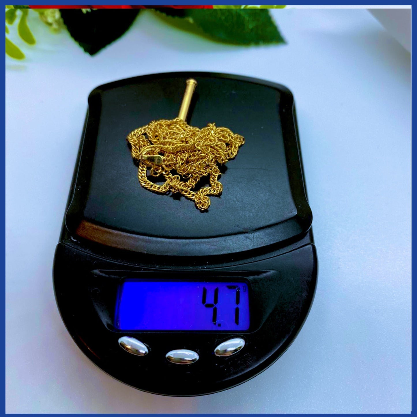 18K Real Gold Cross Necklace 24”