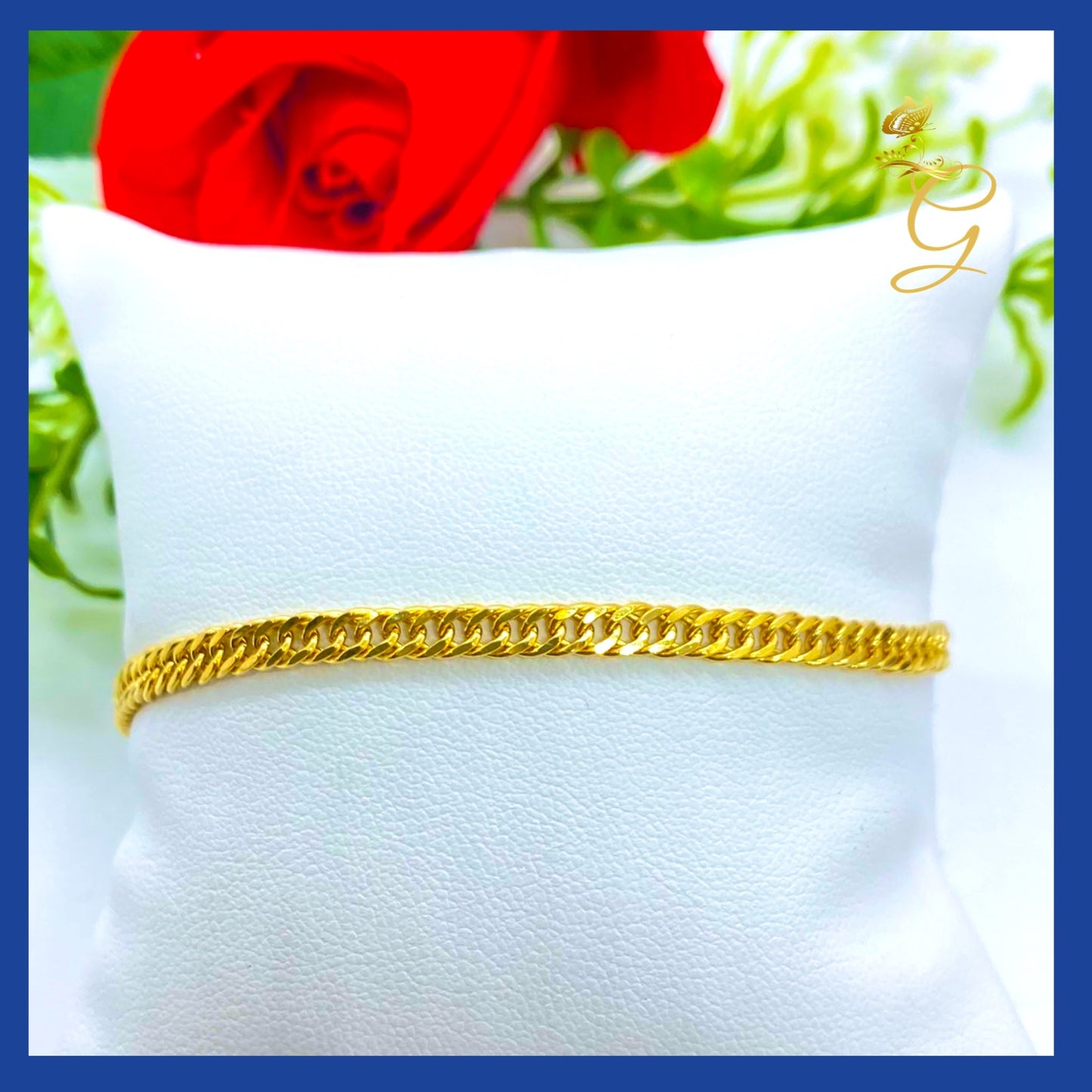 18K Real Gold Curb Link Bracelet 8.5”