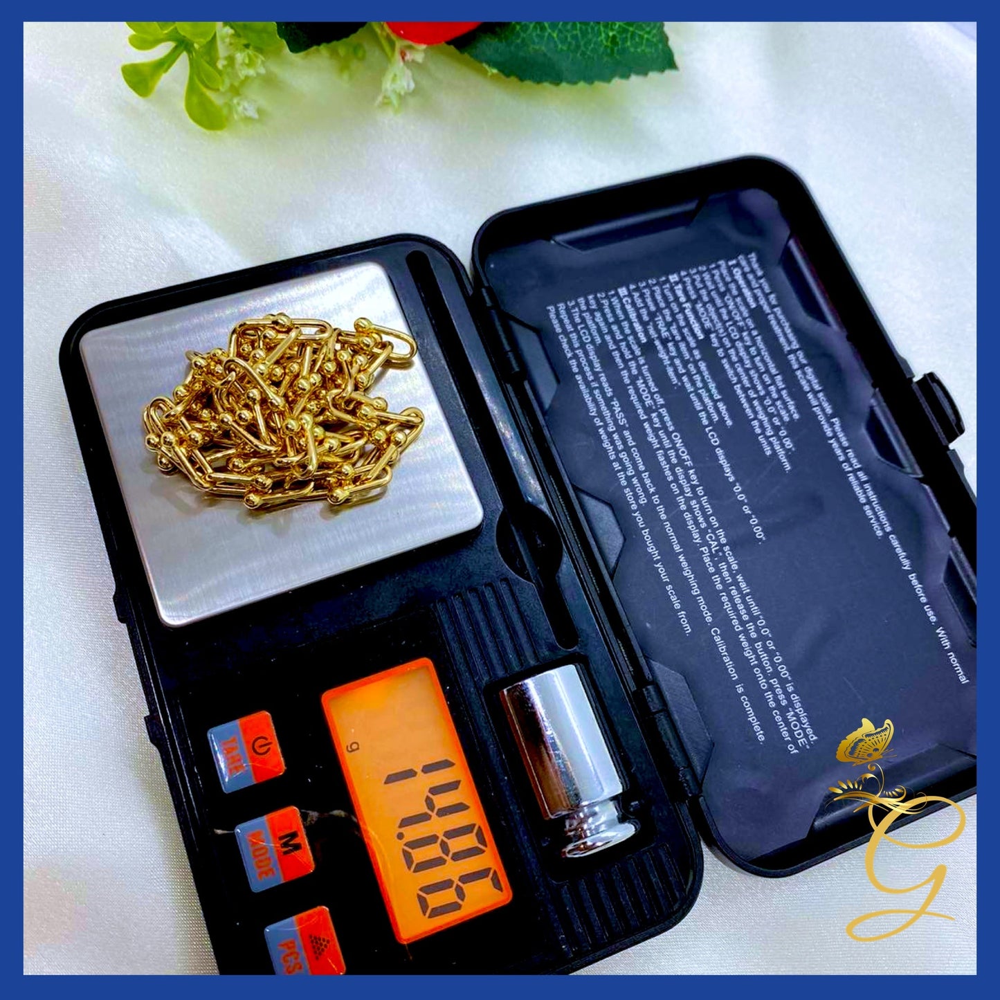 18K Real Gold Hardware Chain 16”