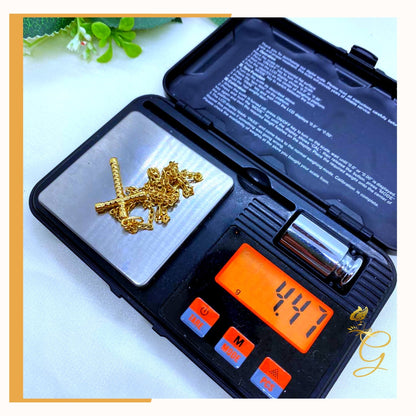 18K Real Gold Cross Necklace 18”