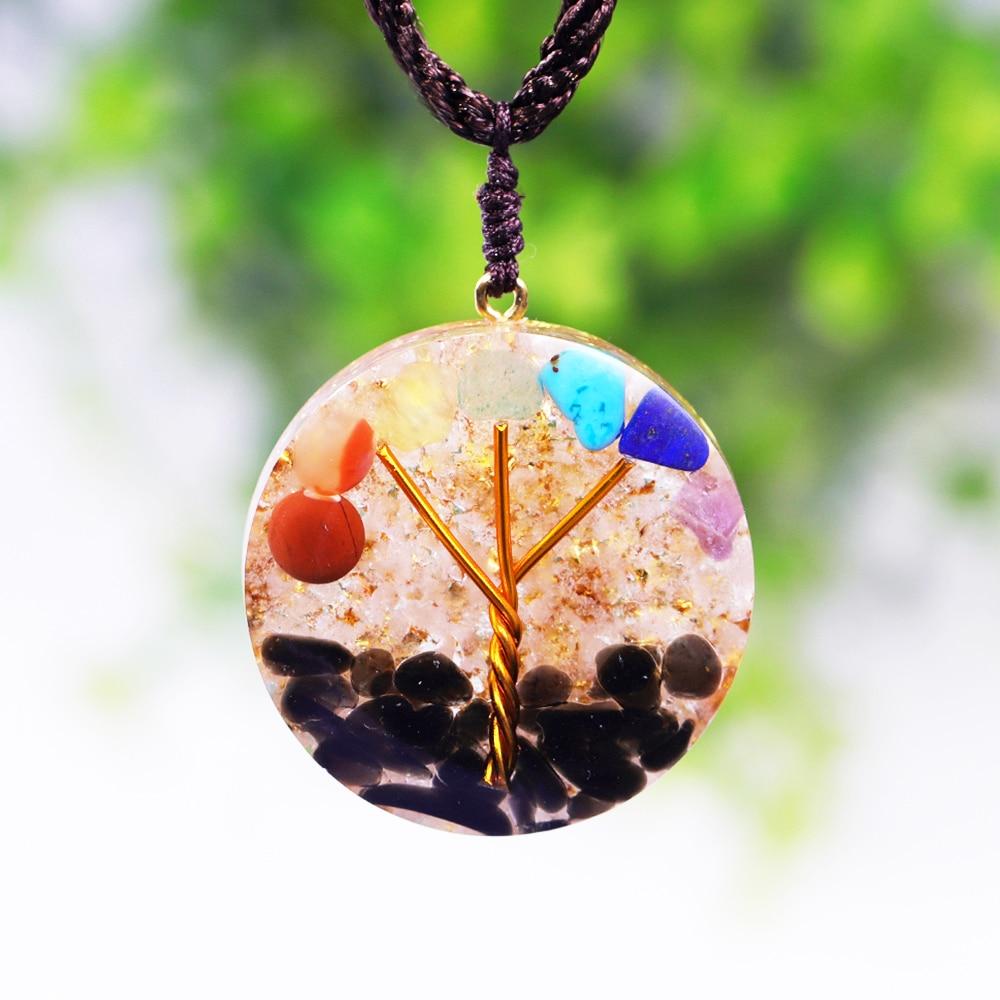 Tree Of Life Orgone Pendant Rainbow Crystal Stones 7 Chakra Reiki
