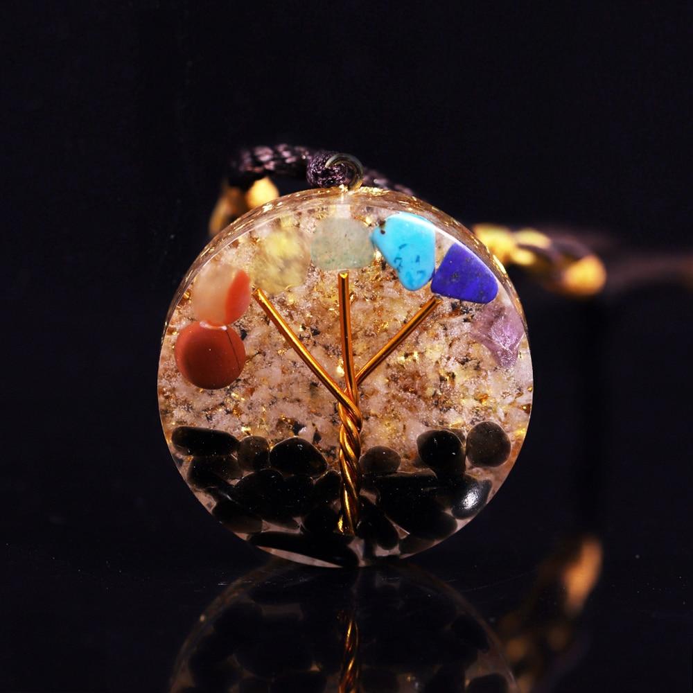 Tree Of Life Orgone Pendant Rainbow Crystal Stones 7 Chakra Reiki