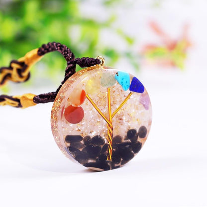 Tree Of Life Orgone Pendant Rainbow Crystal Stones 7 Chakra Reiki