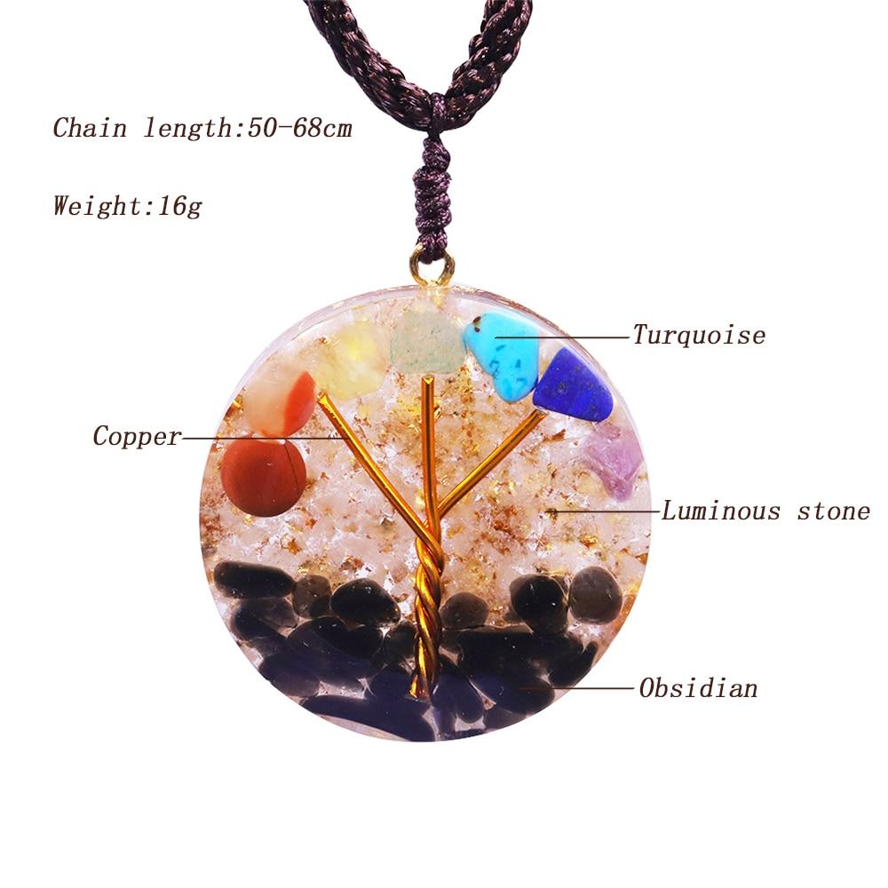 Tree Of Life Orgone Pendant Rainbow Crystal Stones 7 Chakra Reiki