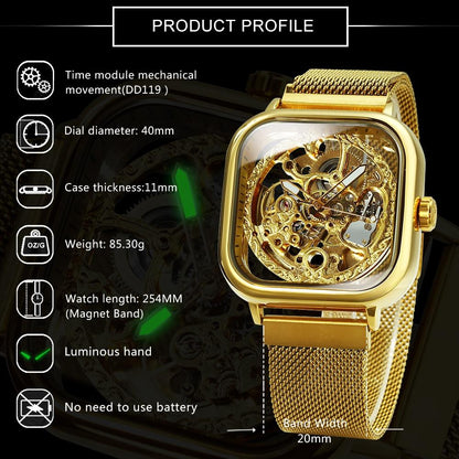 Watches Mens Top Brand Luxury Automatic Mechanical Watch for Men Gold
