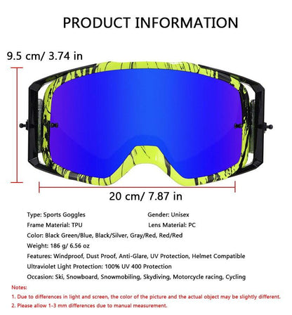 Motorcycle Goggles Riding Glasses Scooter ATV Off-Road Dust Proof