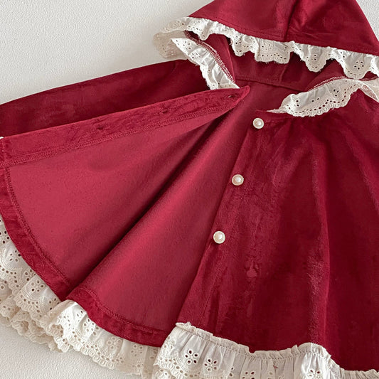 Autumn and Spring Baby Girl Color Patchwork Hollow-out Pattern Cape