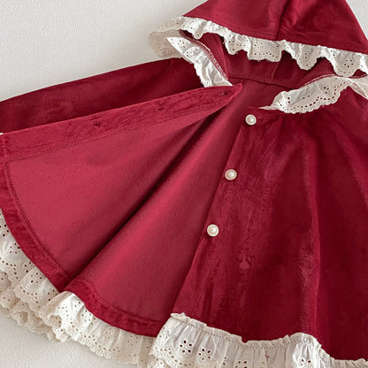 Autumn and Spring Baby Girl Color Patchwork Hollow-out Pattern Cape