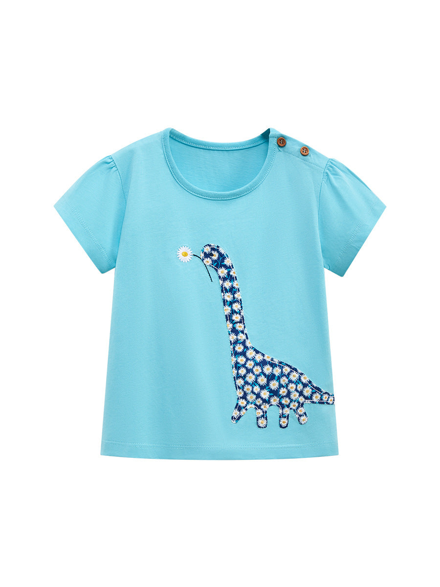 Girls’ Clothing Summer Collection – Floral Dinosaur Pattern Children’s