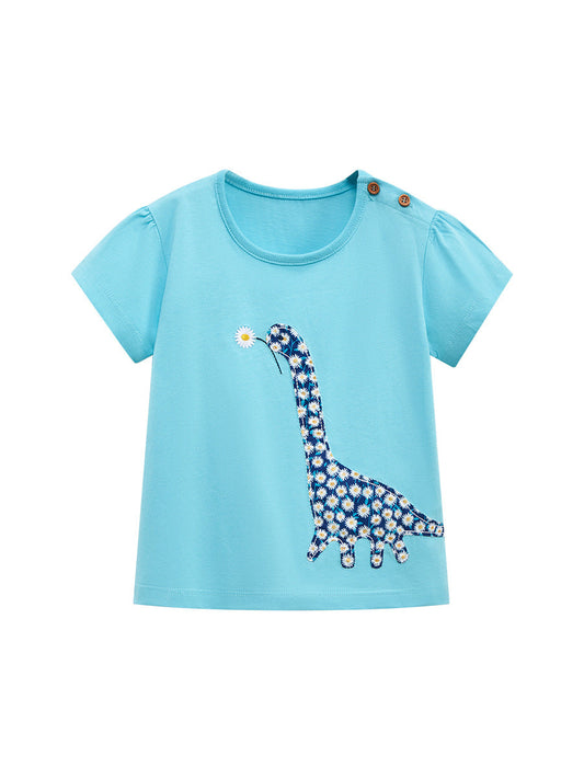 Girls’ Clothing Summer Collection – Floral Dinosaur Pattern Children’s