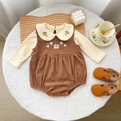 Spring and Autumn Baby Kids Girls Flowers Embroidered Pattern Long