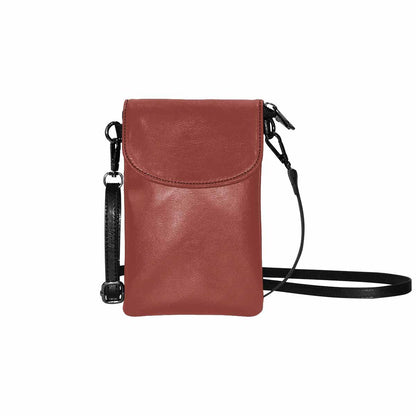 Womens Cell Phone Purse - Cognac Red